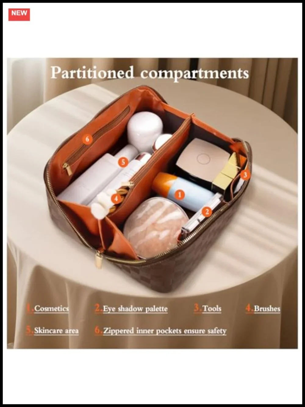 Large Capacity Waterproof Travel Makeup Bag Toiletry Organizer with Divider and